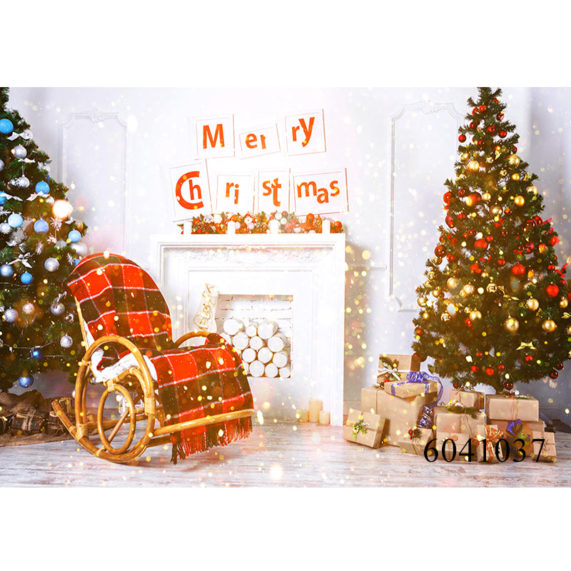 Christmas Tree Room Interior Photography Background Winter Fireplace Baby Holiday Party Home Decoration Photo Booth Backdrops