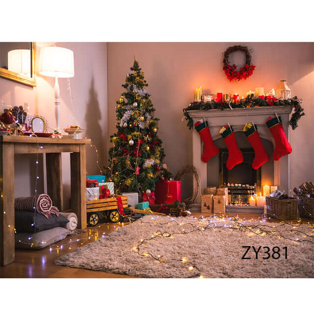 Fireplace Christmas Backdrop