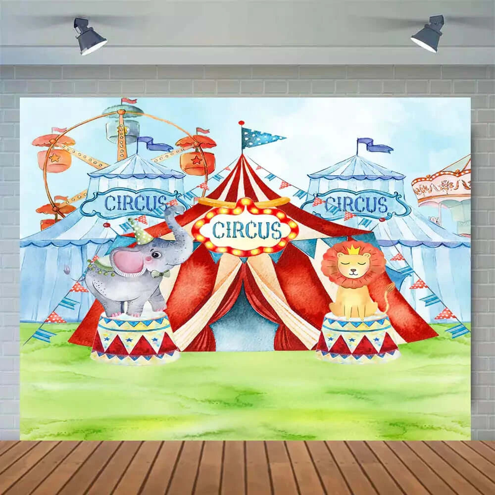 Animals Lion Elephant Carnival Circus Party Photography Backdrop