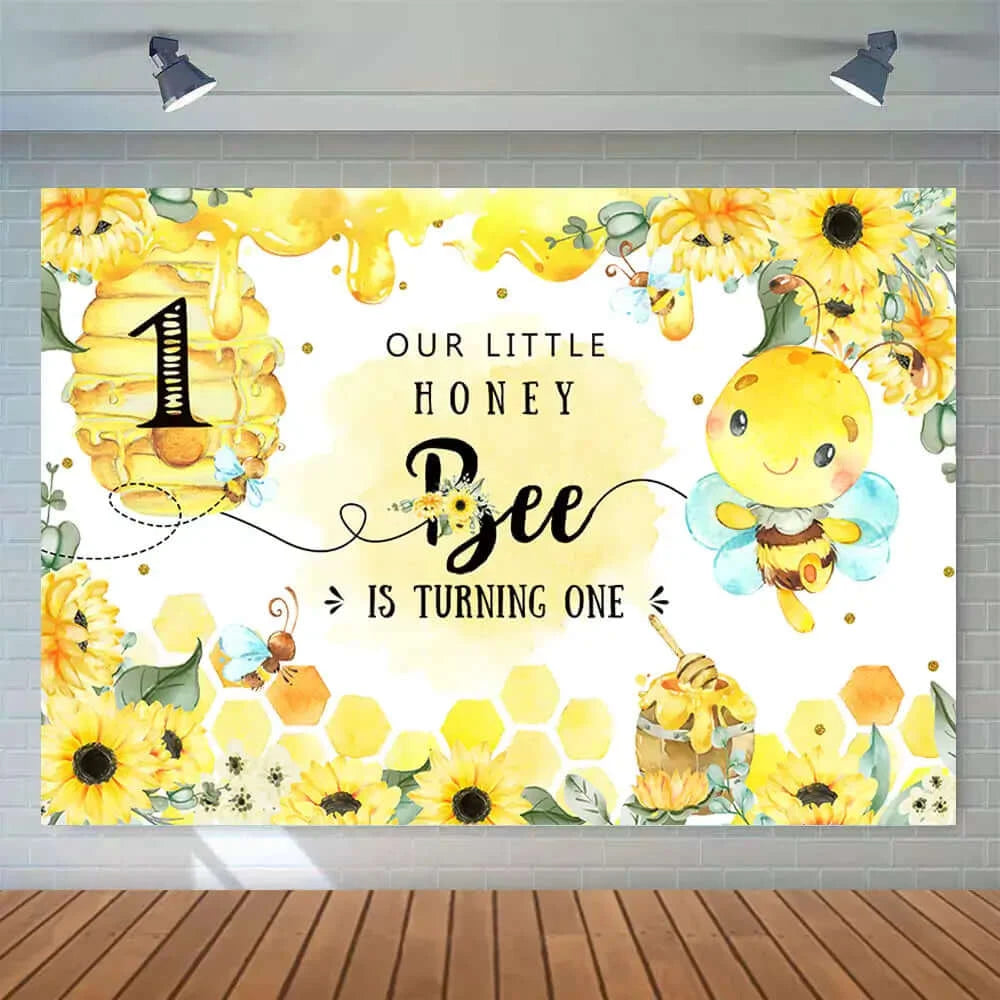 Yellow Sweet Bee Day Little Honey Bee Is Turning One Photography Background