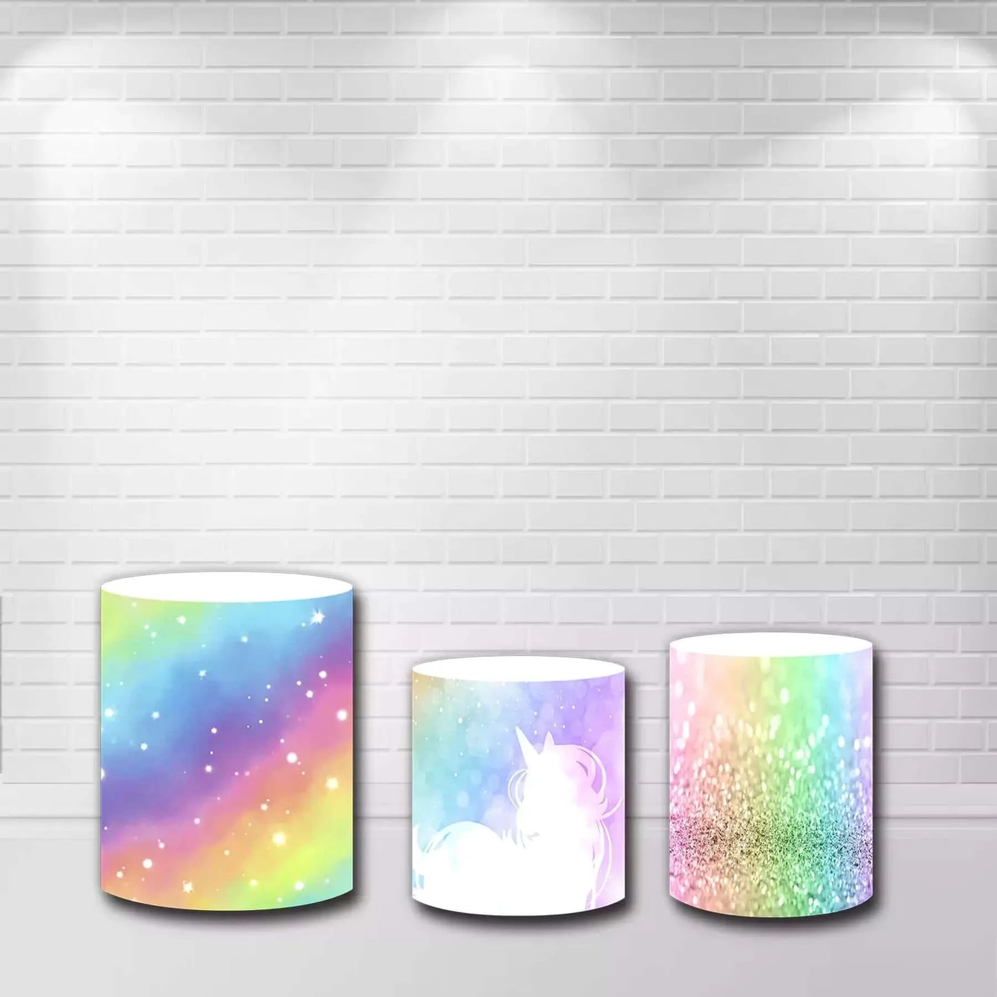 Rainbow Color Boken Unicorn Theme Cylinder Covers Kit