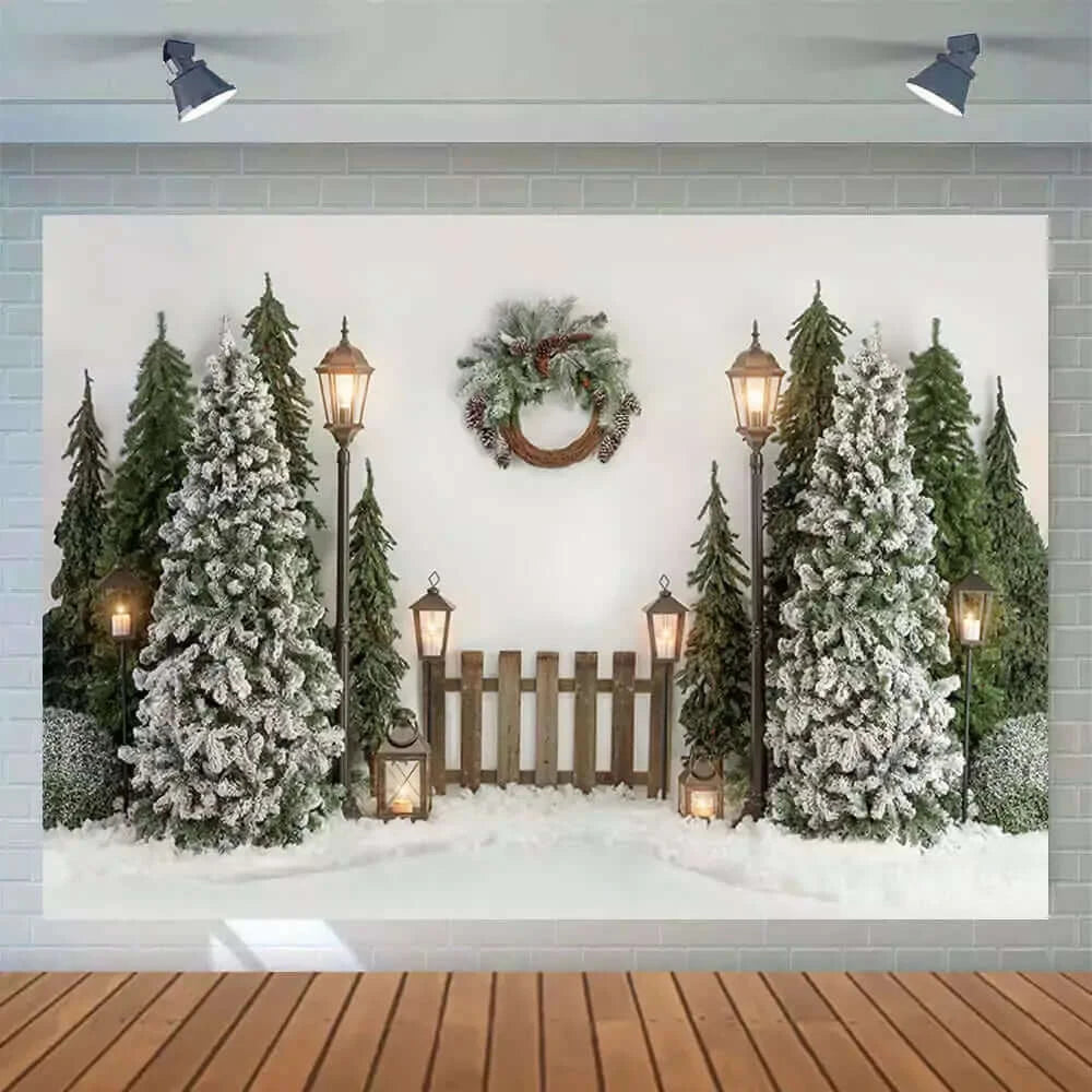 Christmas Tree Snow Winter Candle Festival Baby Family Portrait Photography Background