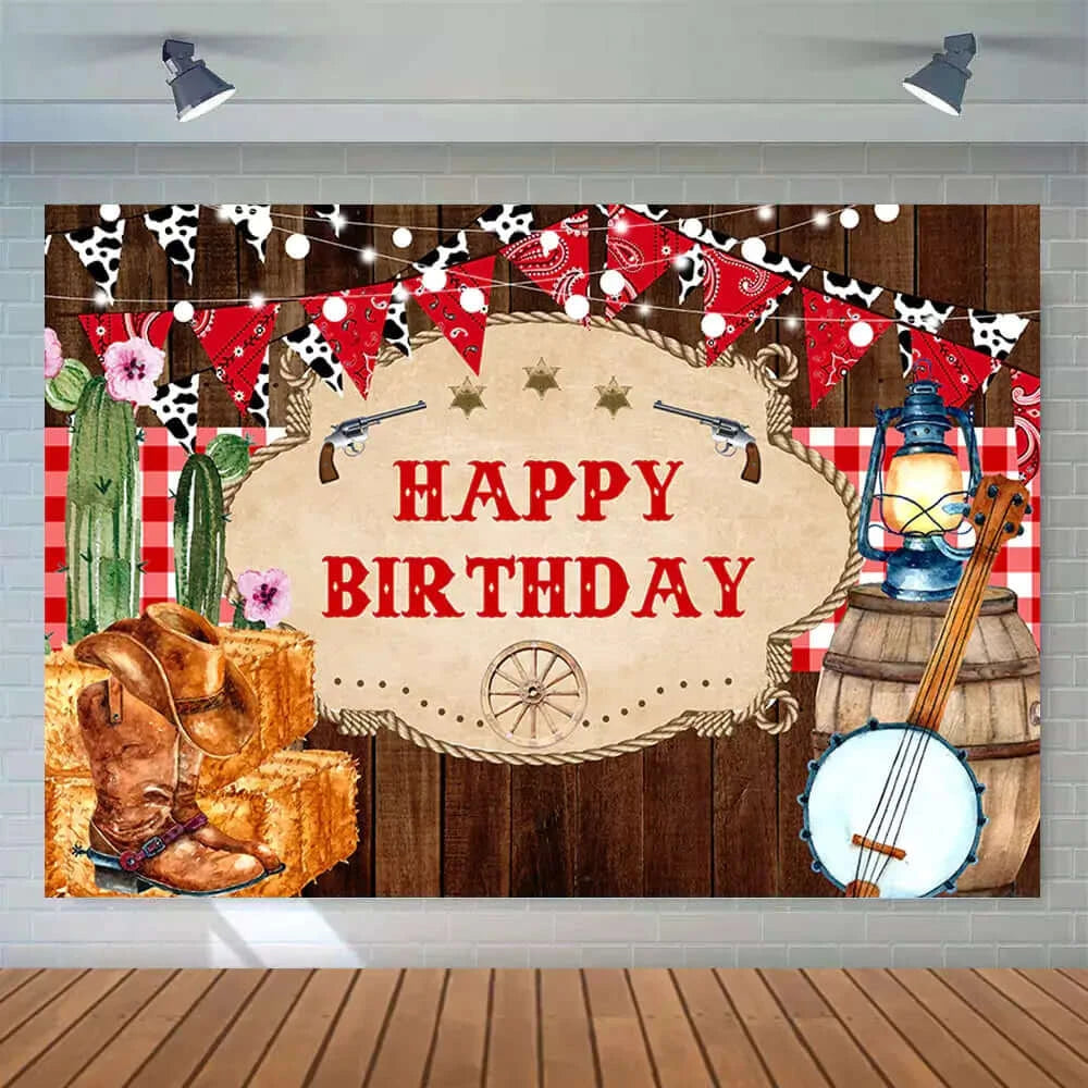 Wooden Board Western Cowboy Theme Photography Backdrop
