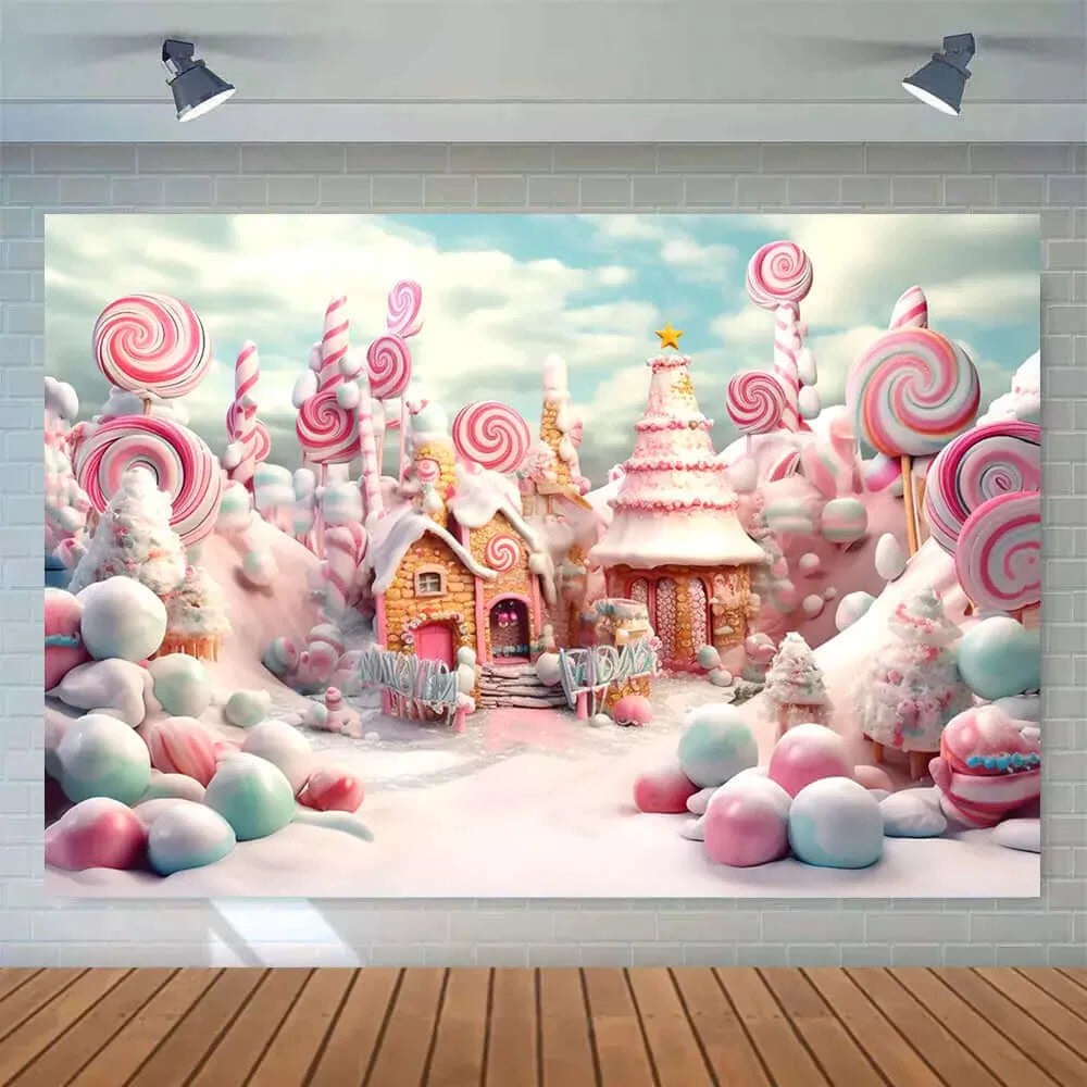 Winter Christmas Sweet Candy Store Family Portrait Photography Banner