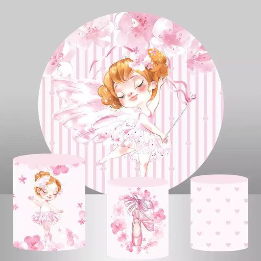 Girls Dance Ballerina Theme Round Backdrop Cover