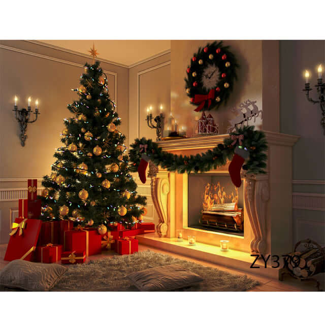 Fireplace Christmas Backdrop