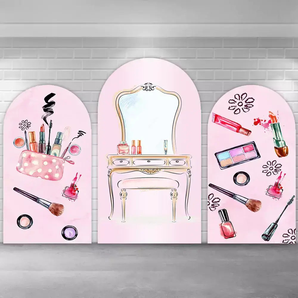 Pink Girls Make Up Arch Backdrop Cover