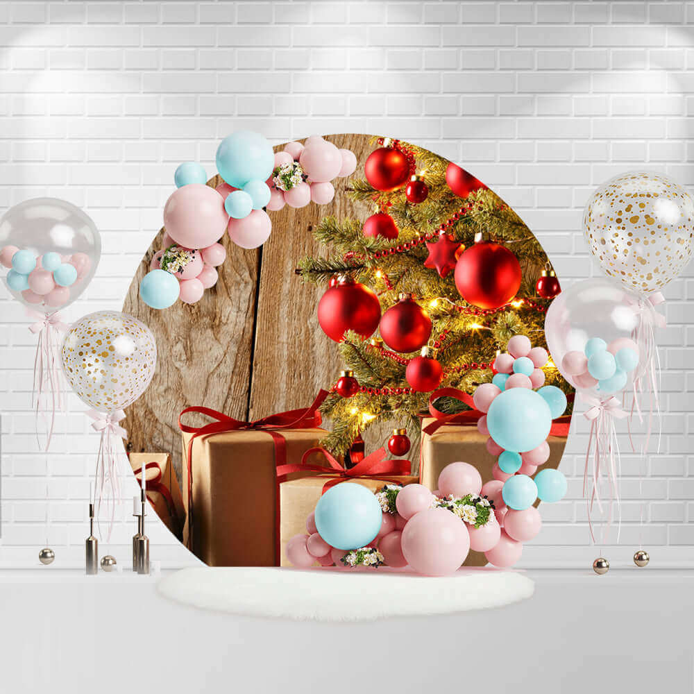 Merry Christmas Round Backdrop Cover