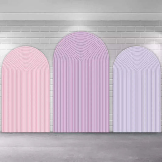 Baby Pink Purple Stripes Chiara Wall Arch Backdrop Cover