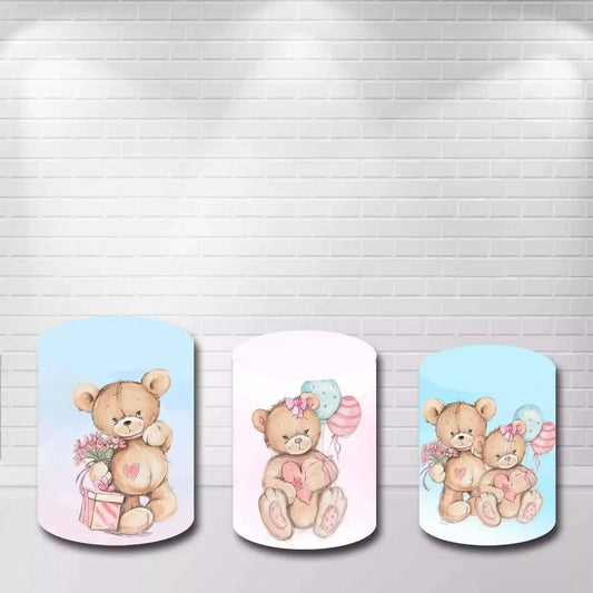 Bear Theme Gender Reveal Blue Pink Boy Or Girl Cylinder Covers Kit