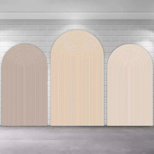 Beige Nude Color Stripes Arch Backdrop Cover