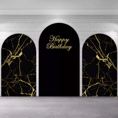 Black and Gold Marble Style Arch Backdrop Cover 