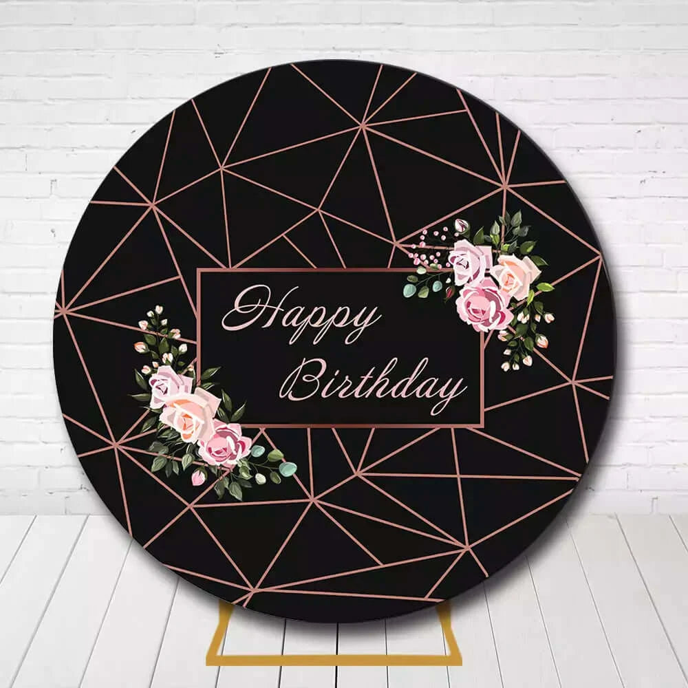 Black Rose Gold Wedding Circle Background Elastic