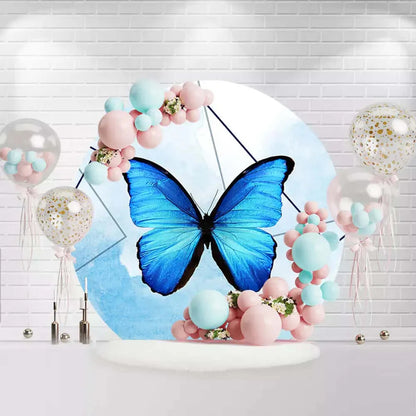 Blue Butterfly Round Backdrop Cover