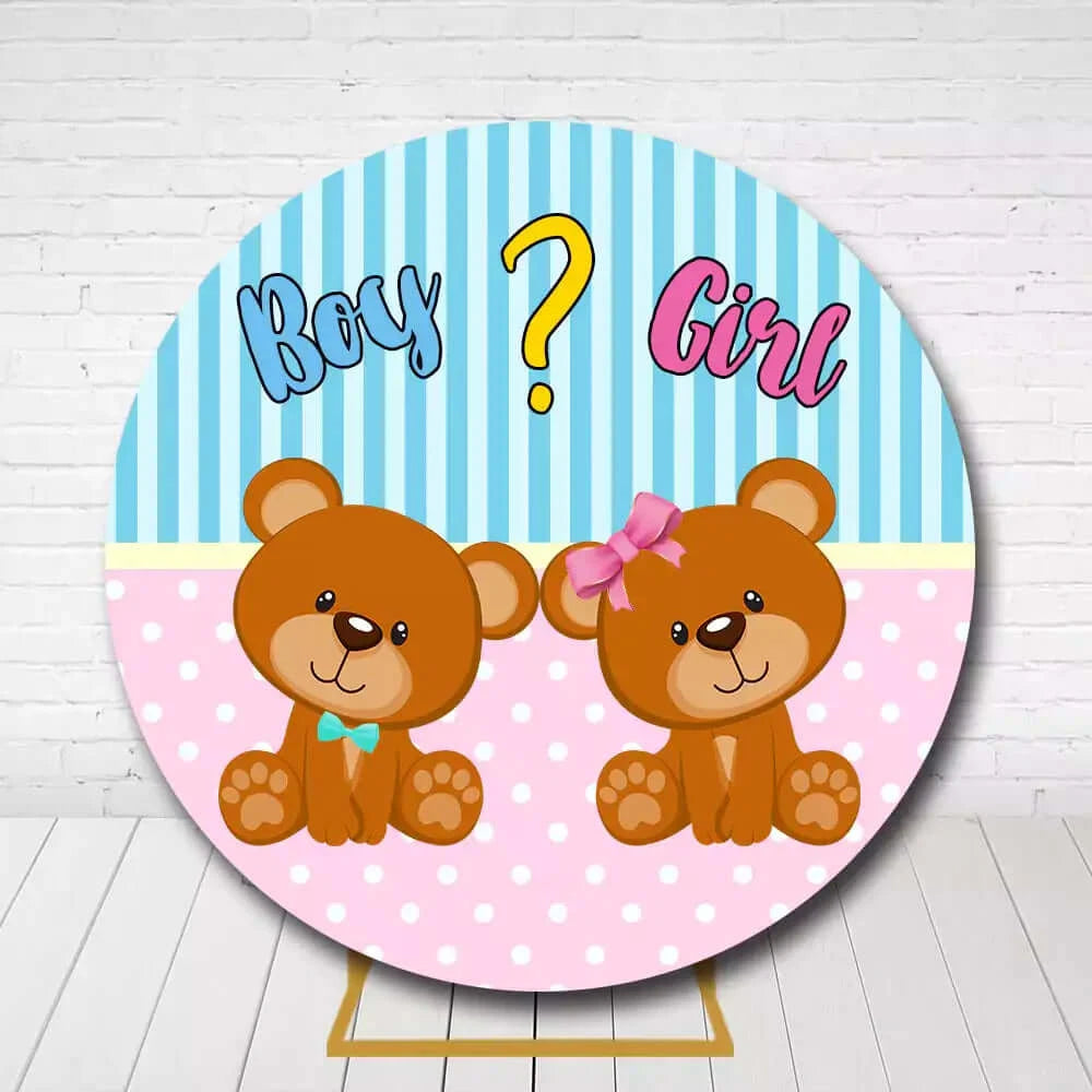 Blue Pink Striped Boys Or Girl Circle Background Decoration