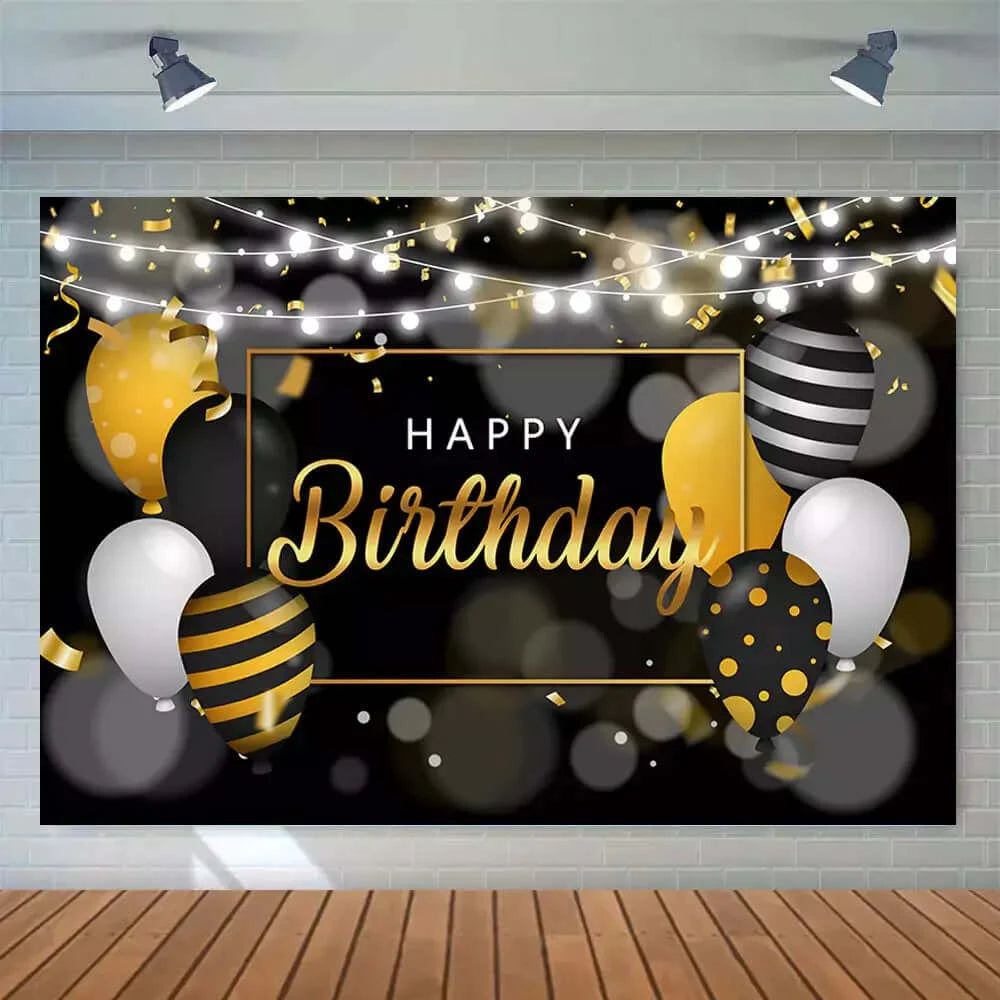 Boken Black And Gold Style Adult Birthday Party Photography Background