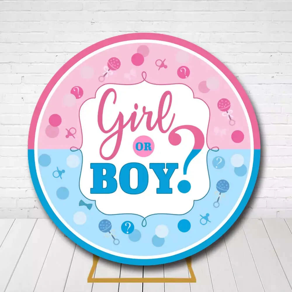 Pink and Blue Boy or Girl Gender Reveal Round Backdrop