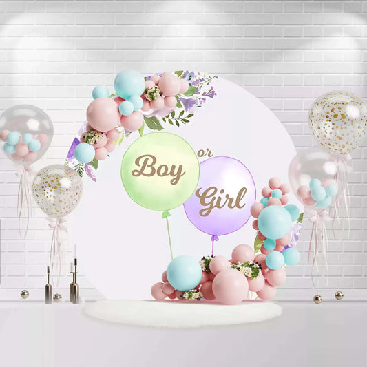  Boy Or Girl Gender Reveal Party Round Backdrop Cover