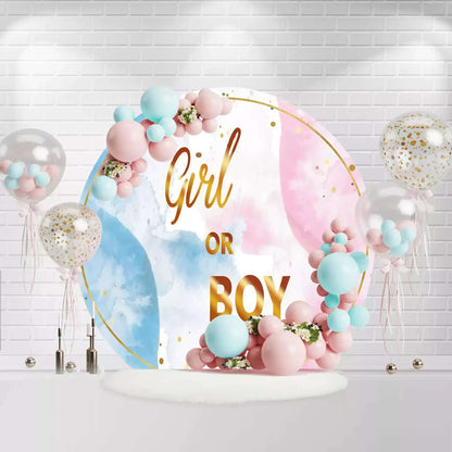 Boy Or Girl Gender Reveal Round Backdrop Cover 