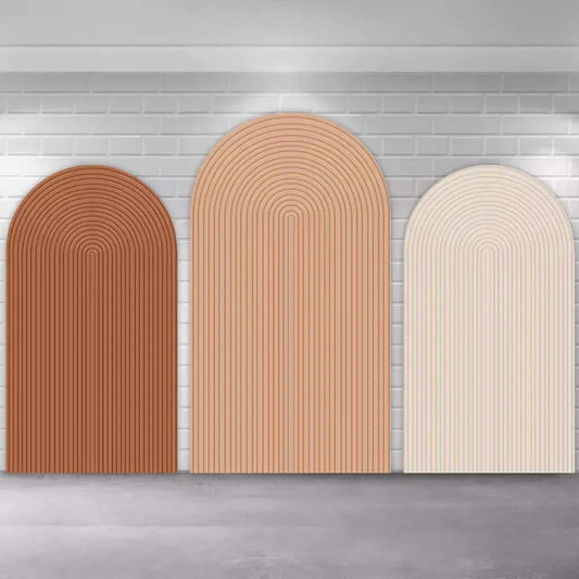 Brown Nude Color Stripes Arch Backdrop Covers