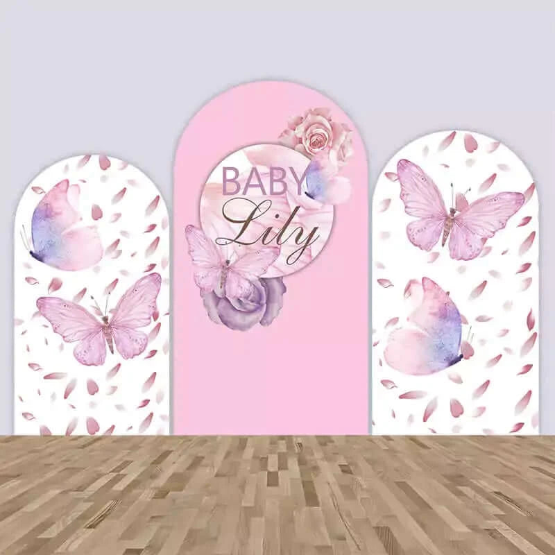 Pink Butterfly Baby Shower Chiara Arch Backdrop Cover