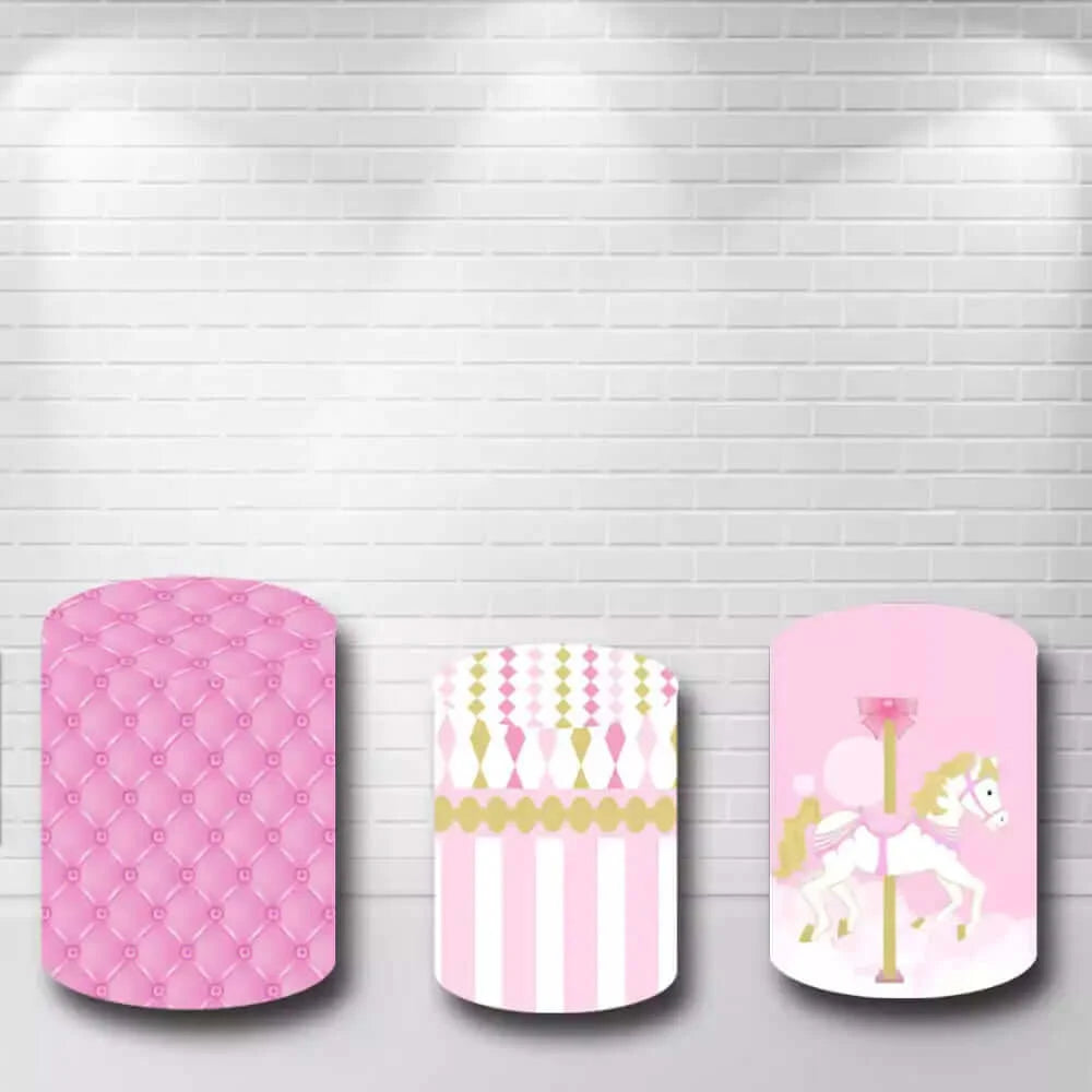 Carousel Pink Headboard Girls Baby Shower 1st Birthday Cylinder Covers Kit