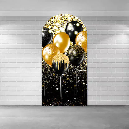 Black And Gold Congratulation Graduation Arch Backdrop Cover Class Of 2024 Bachelor Cap Chiara Photography Background