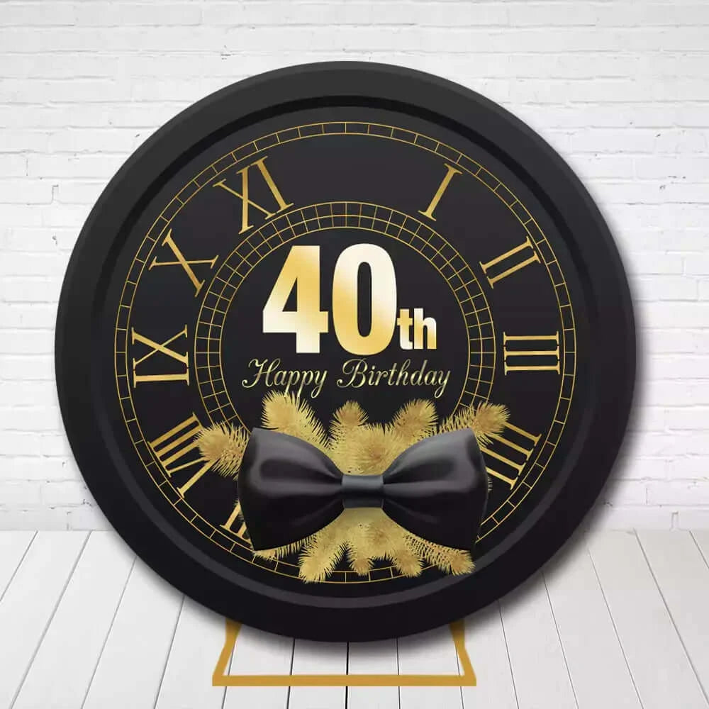 Clock Gentleman Happy 30th 40th 50th Birthday Party Circle Background