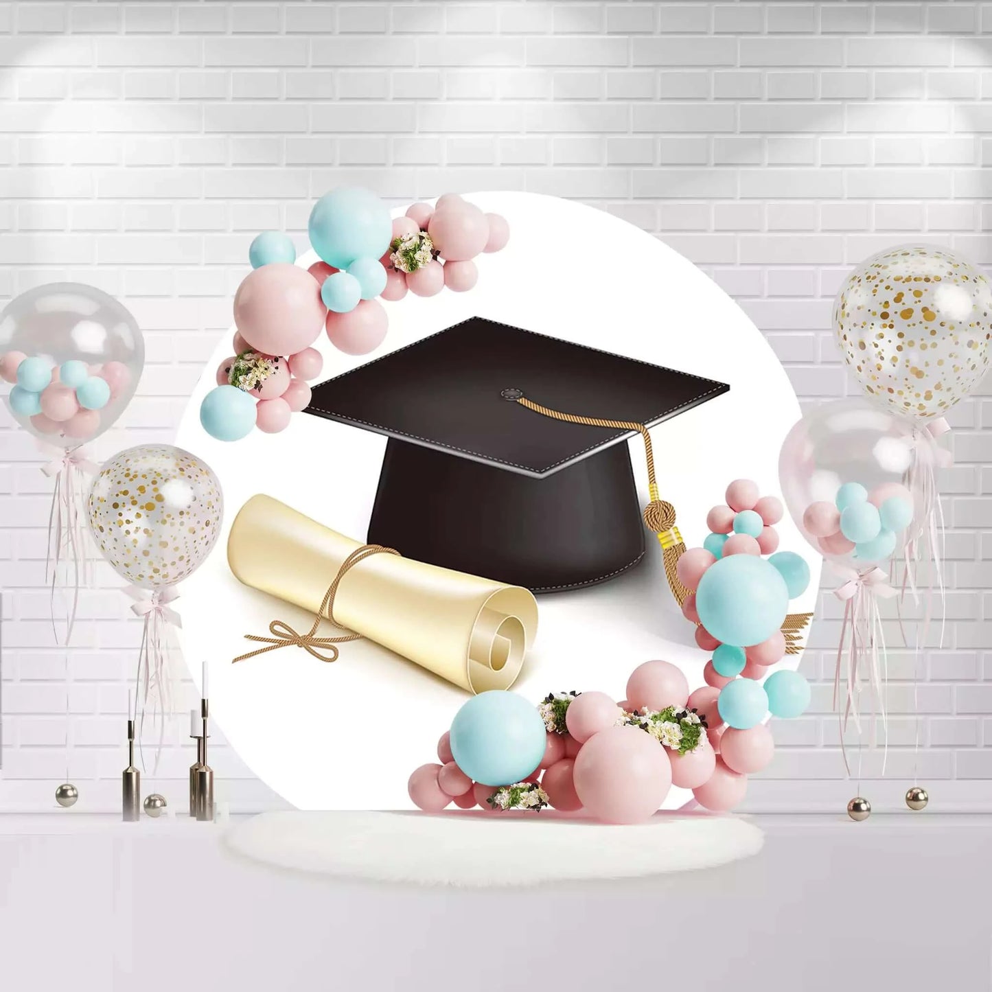 Congratulation Graduation Round Backdrop Cover