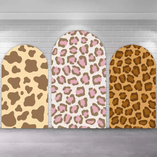 Cow Pink Leopard Pattern Print Arch Backdrop Covers