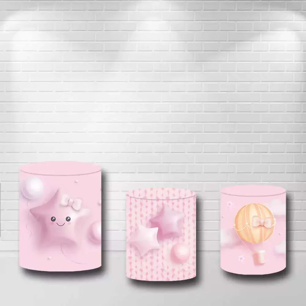 Stars Balloons Cute Pink Girls Baby Shower Plinth Covers