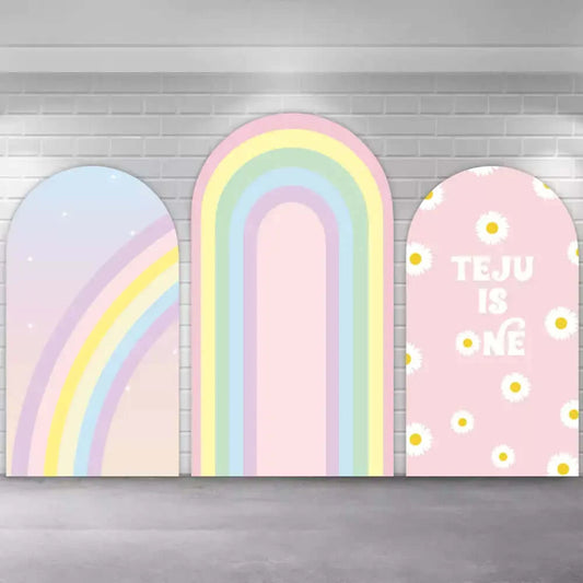  Daisy Flower Rainbow Color Arch Backdrop Covers