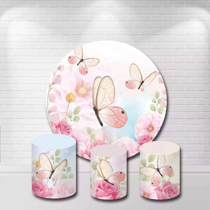 Fairy Butterfly Theme Round Backdrop and Plinth Covers