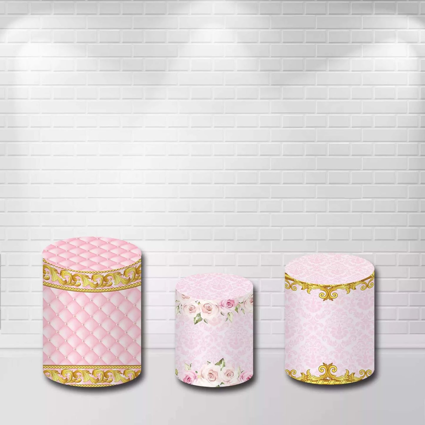 Pink Gold Glitter Crown Baby Shower Cylinder Covers