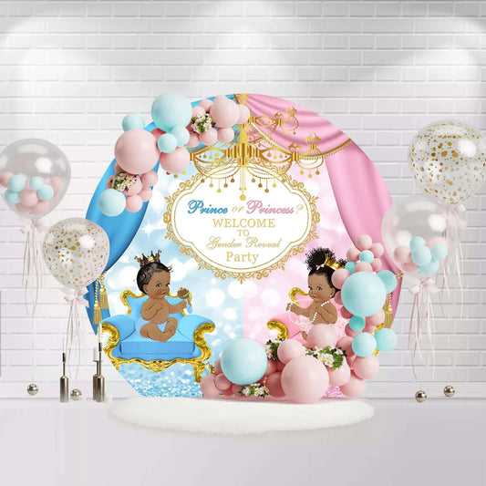  Gender Reveal Party Round Backdrop Cover