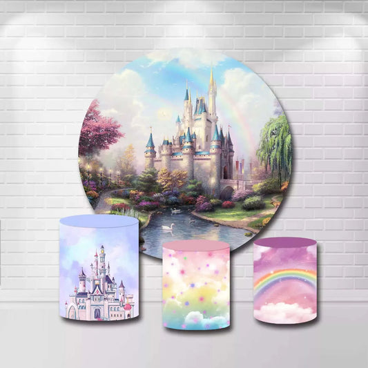 Rainbow Fairy Castle Round Backdrop Cover and Plinth Covers