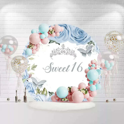 Girls Sweet 16 Birthday Party Round Backdrop Cover 