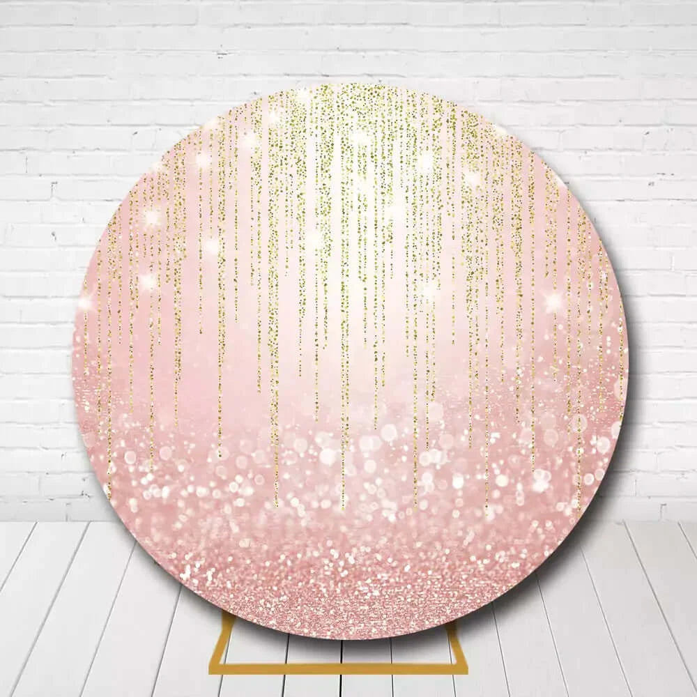  Rose Gold Bokeh Glitter Birthday Party Decoration Round Backdrop