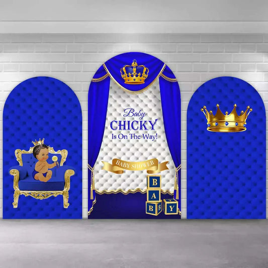 Gold Crown Royal Prince 1st Birthday Chiara Wall Arch Backdrop Covers