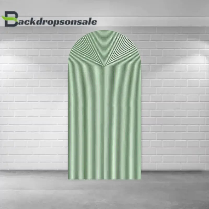 Left arch panel of the botanical backdrop set featuring a minimalist green striped design.