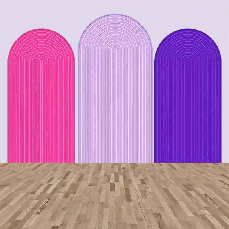 Hot Pink Purple Lavender Slatted Stripes Arch Backdrop