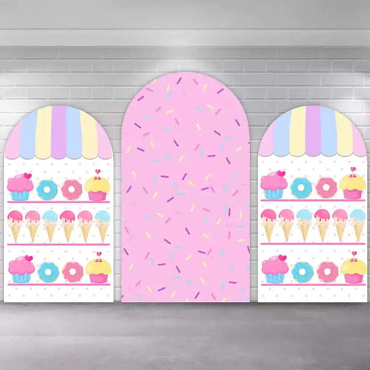 Ice Cream Donuts Candy Bar House Arch Backdrop Cover