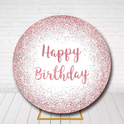 Rose Gold Glitter Lady Woman Adult Birthday Round Backdrop Cover