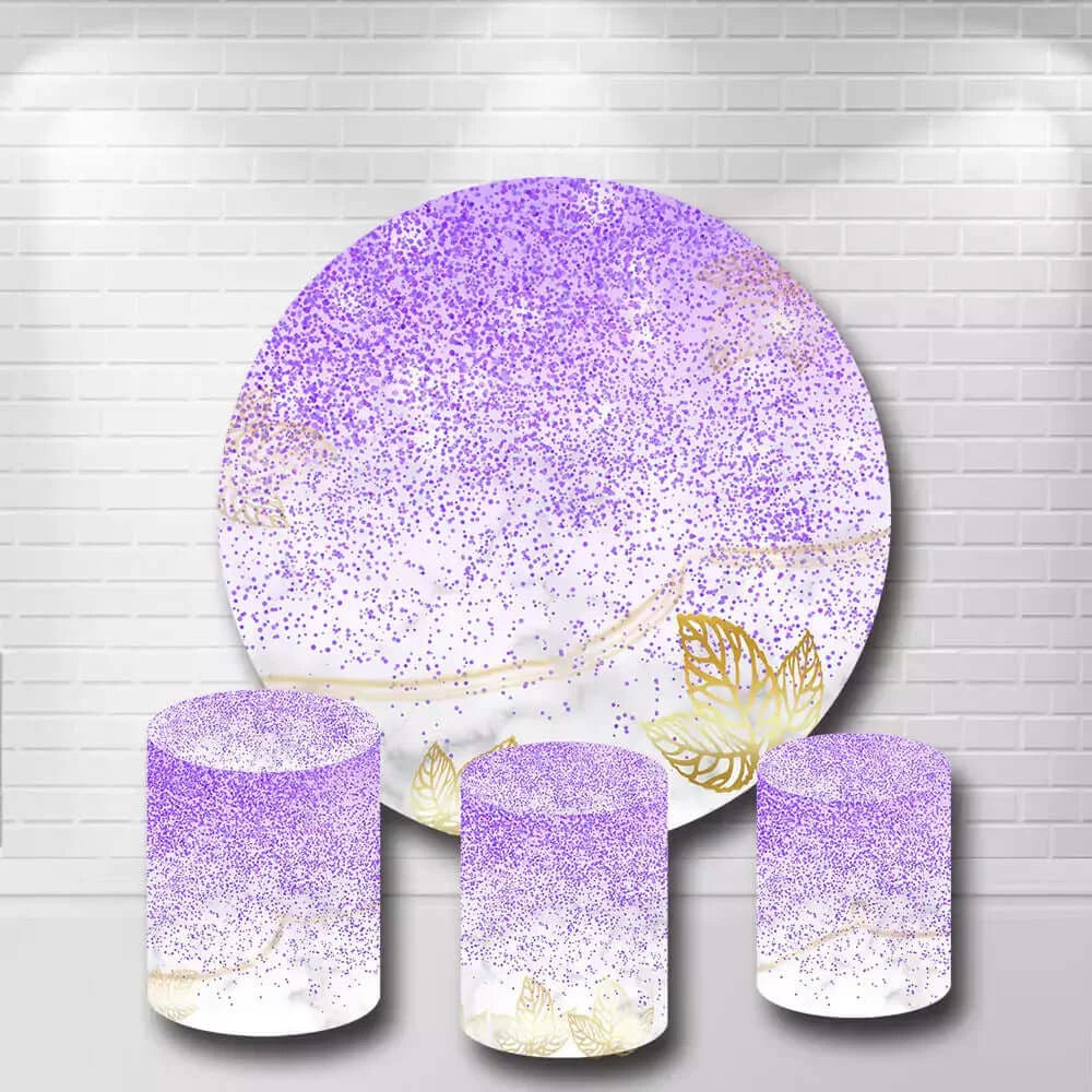 Purple Glitter Marble Style Round Backdrop and Cylinder Covers