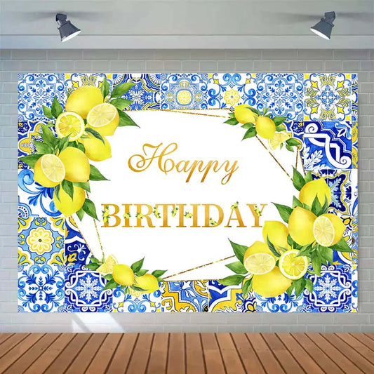 Yellow Lemon Blue Morocco Mediterranean Backdrop