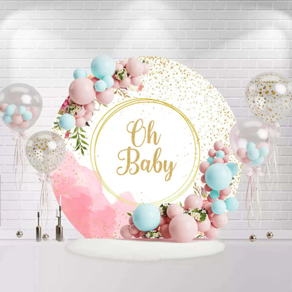 Oh Baby Shower Round Backdrop Cover