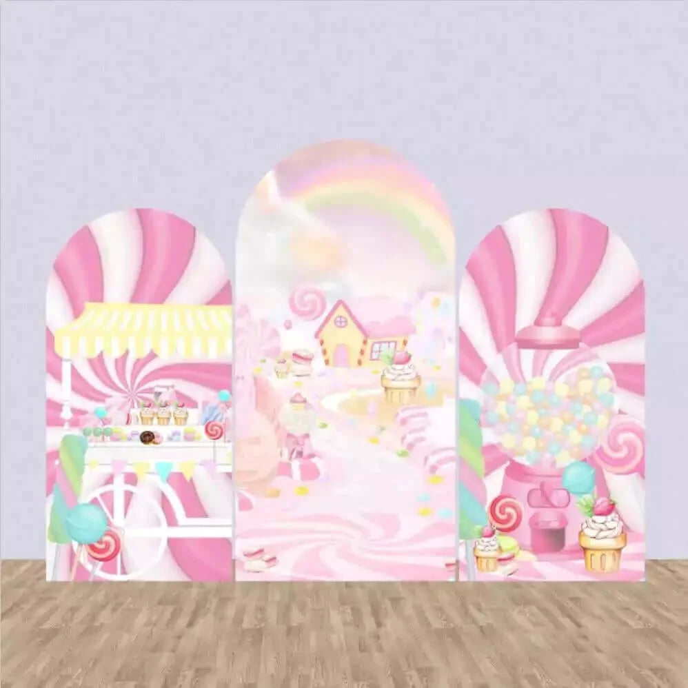 Pink Candyland Girls Baby Shower Chiara Arched Wall Backdrop Covers