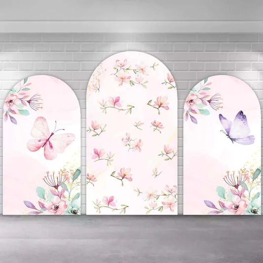 Pink Flower Butterfly Theme Chiara Arch Backdrop Cover