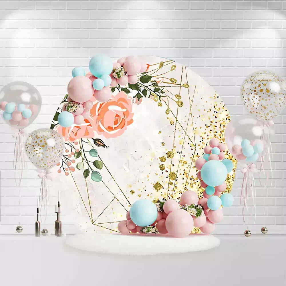 Bridal Shower Wedding Party Round Backdrop