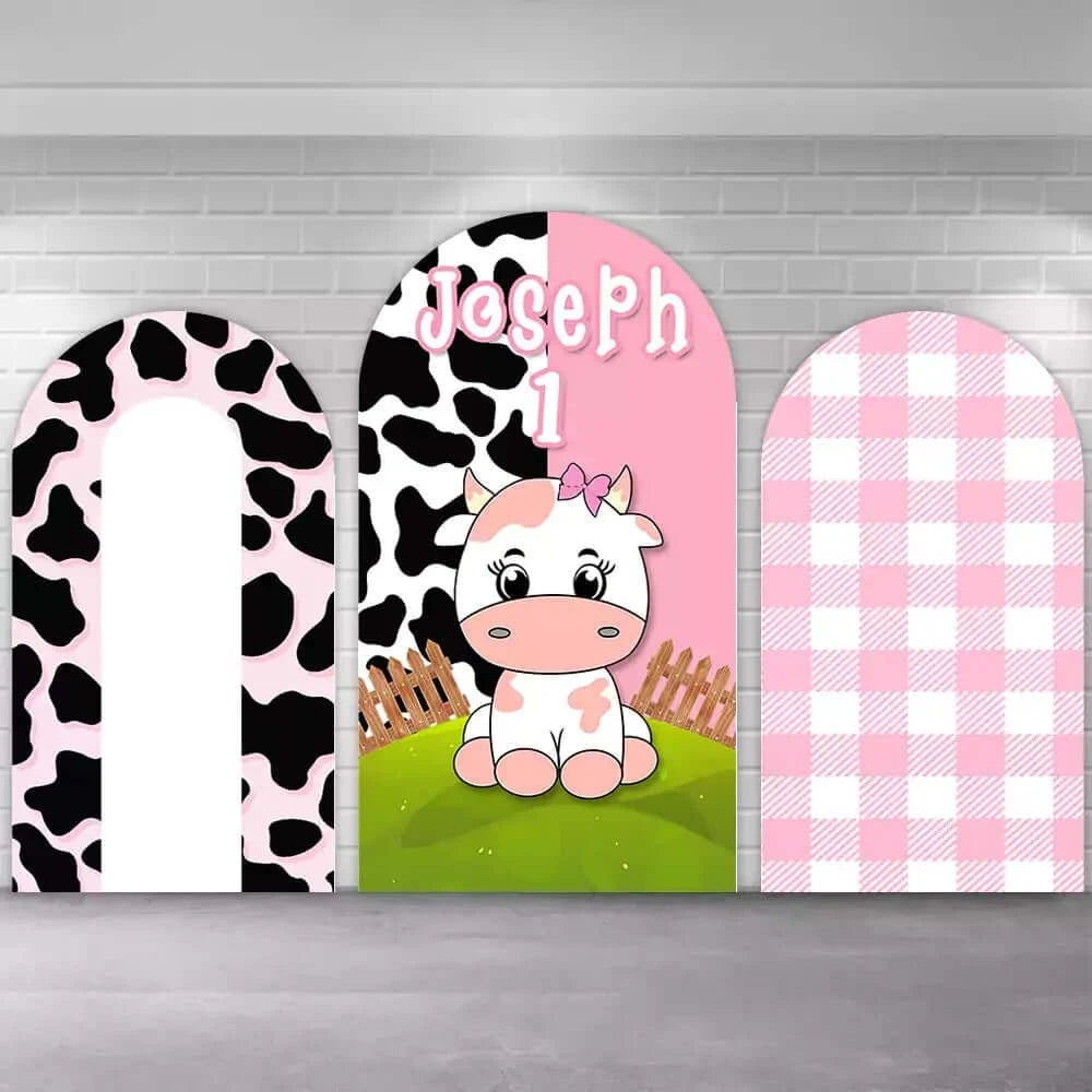 Pink Farm Theme Cow Print Arch Backdrop Cover